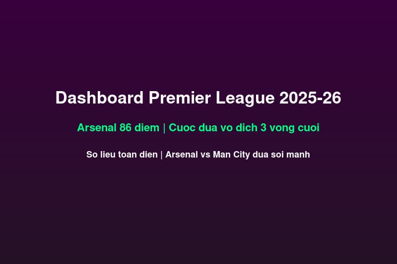 Dashboard Premier League 2025-26: Arsenal 86 Điểm — Phân Tích Số Liệu Cuộc Đua Vô Địch 3 Vòng Cuối